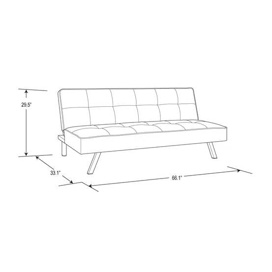 Modern Futon Sofa Bed in Light Gray Fabric with Chrome Metal Legs LuxuryLifeWay Online Store