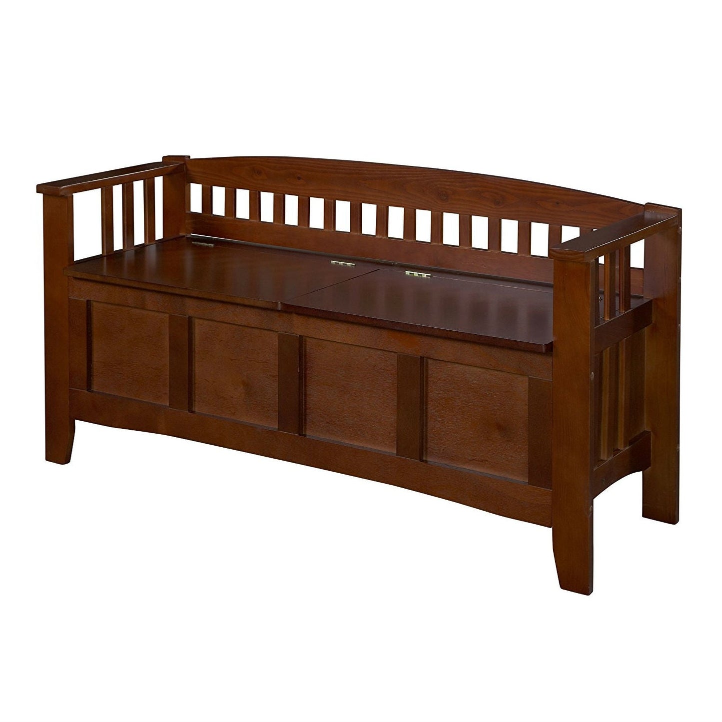Split Seat Storage Accent Bench in Walnut Wood Finish LuxuryLifeWay Online Store