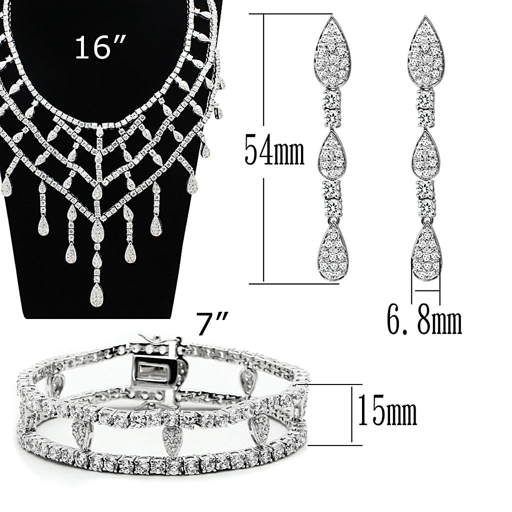 LO2428 - Rhodium Brass Jewelry Sets with AAA Grade CZ in Clear LuxuryLifeWay Online Store