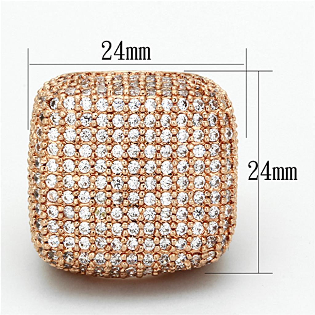 LO3038 - Rose Gold Brass Ring with AAA Grade CZ in Clear LuxuryLifeWay Online Store