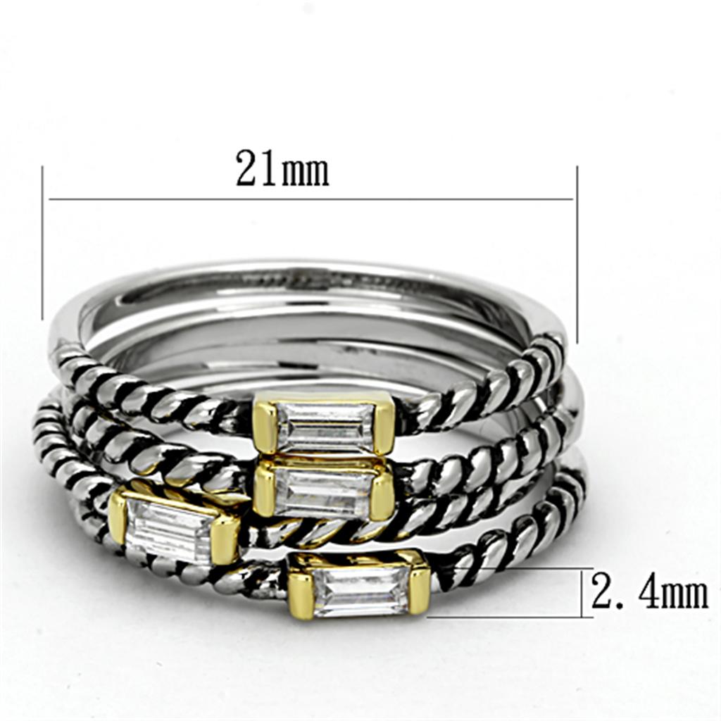 LO3060 - Reverse Two-Tone Brass Ring with Top Grade Crystal in Clear LuxuryLifeWay Online Store