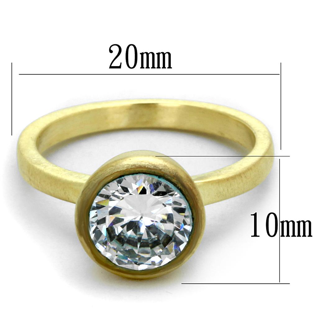 LO3538 - Gold & Brush Brass Ring with AAA Grade CZ in Clear LuxuryLifeWay Online Store