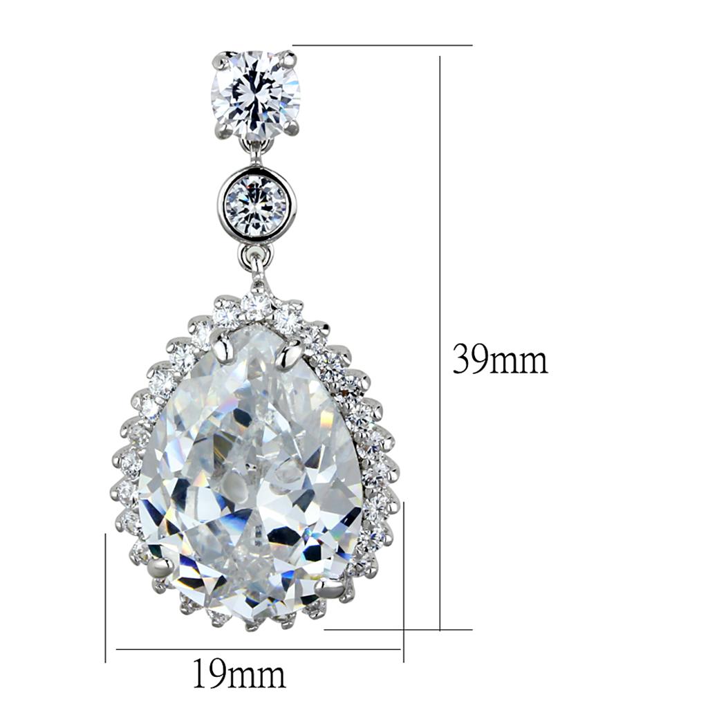 LO3765 - Rhodium Brass Earrings with AAA Grade CZ in Clear LuxuryLifeWay Online Store