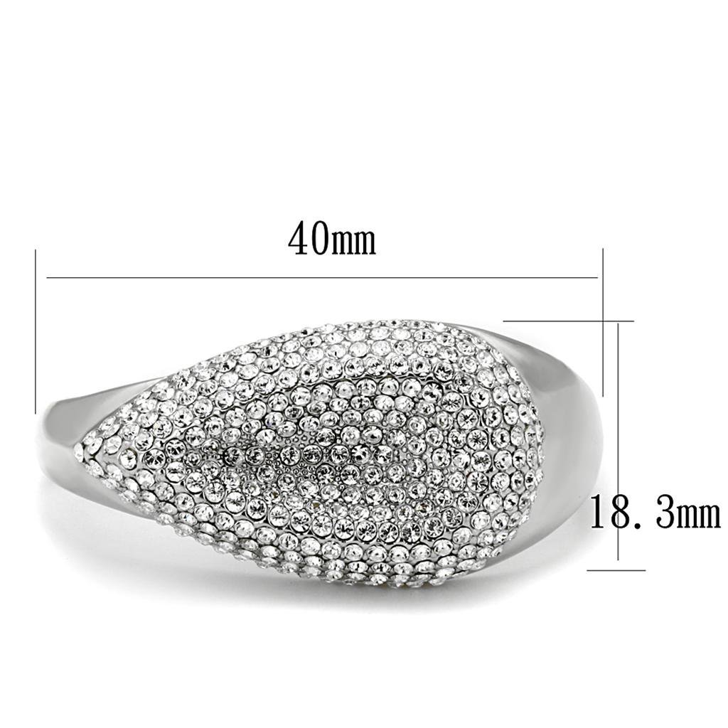 LO3913 - Rhodium Brass Ring with Top Grade Crystal in Clear LuxuryLifeWay Online Store