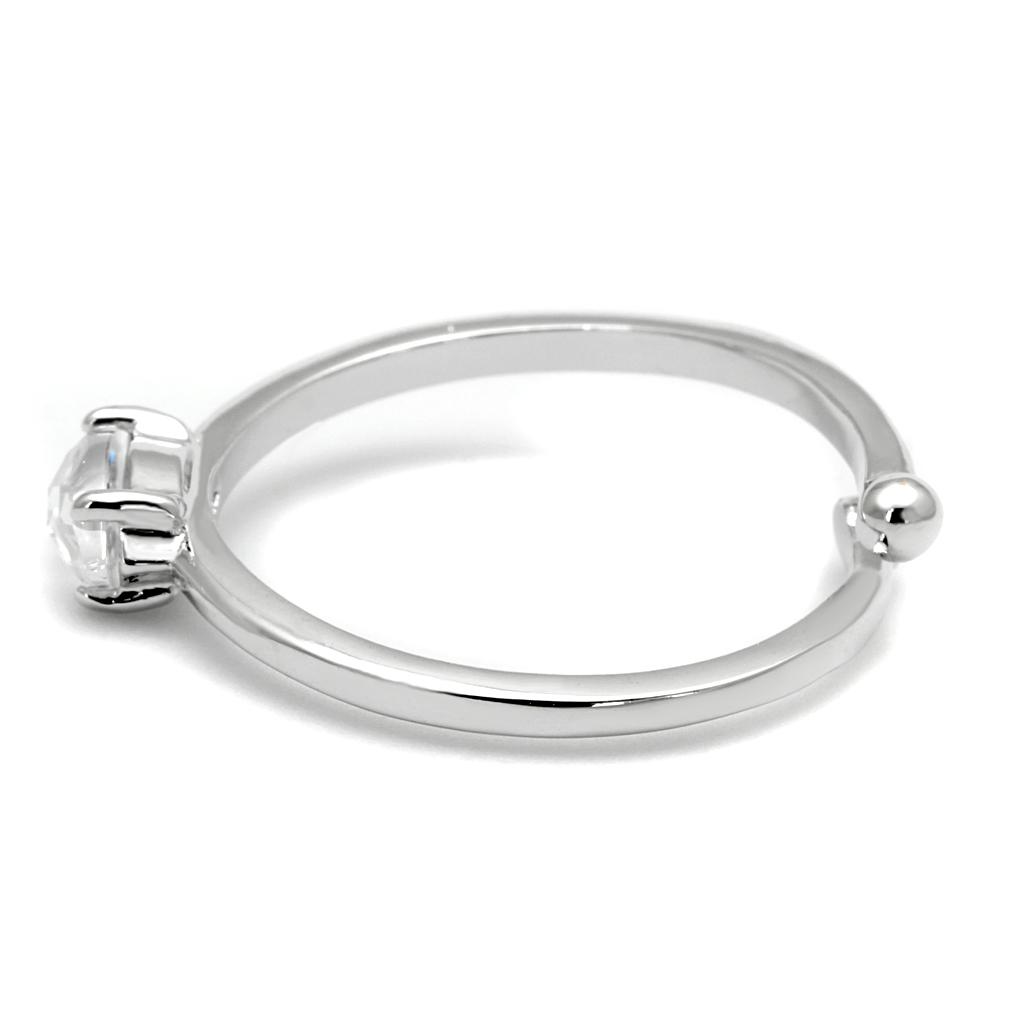 LO4070 - Rhodium Brass Ring with AAA Grade CZ in Clear LuxuryLifeWay Online Store