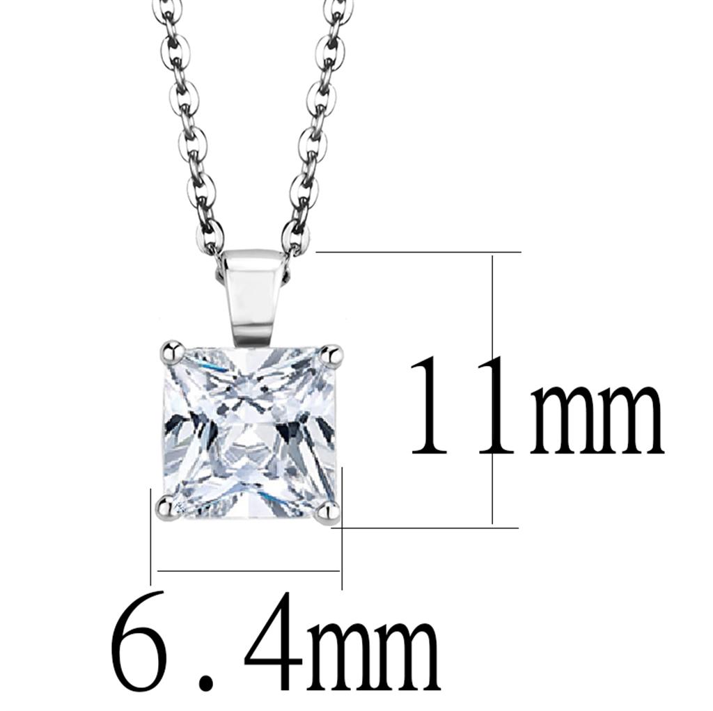 LO4173 - Rhodium Brass Chain Pendant with AAA Grade CZ in Clear LuxuryLifeWay Online Store