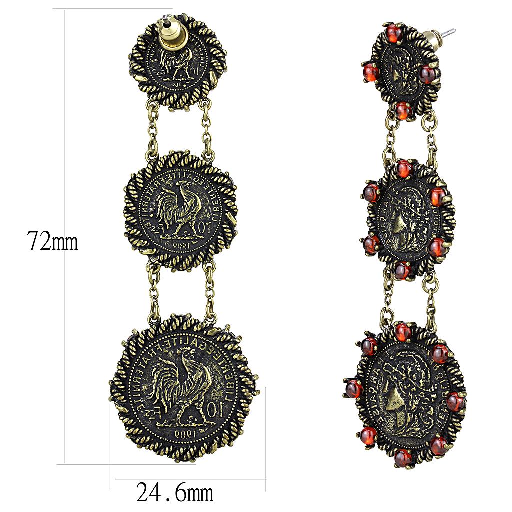 LO4196 - Antique Copper Brass Earrings with AAA Grade CZ in Garnet LuxuryLifeWay Online Store