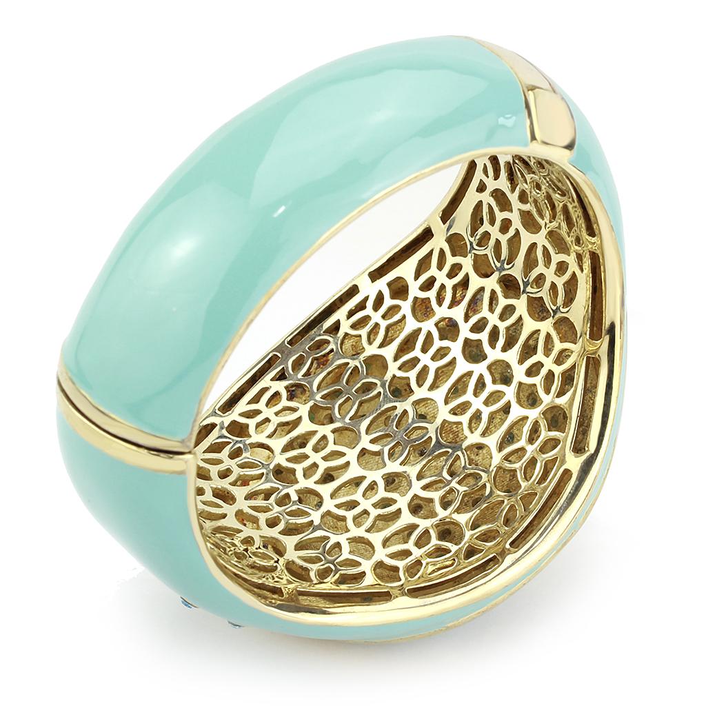 LO4350 - Gold Brass Bangle with Top Grade Crystal in Multi Color LuxuryLifeWay Online Store