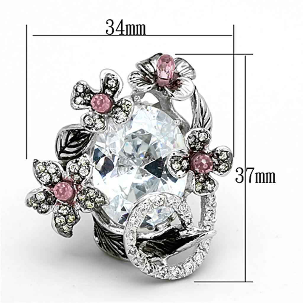LOA877 - Rhodium + Ruthenium Brass Ring with AAA Grade CZ in Multi Color LuxuryLifeWay Online Store