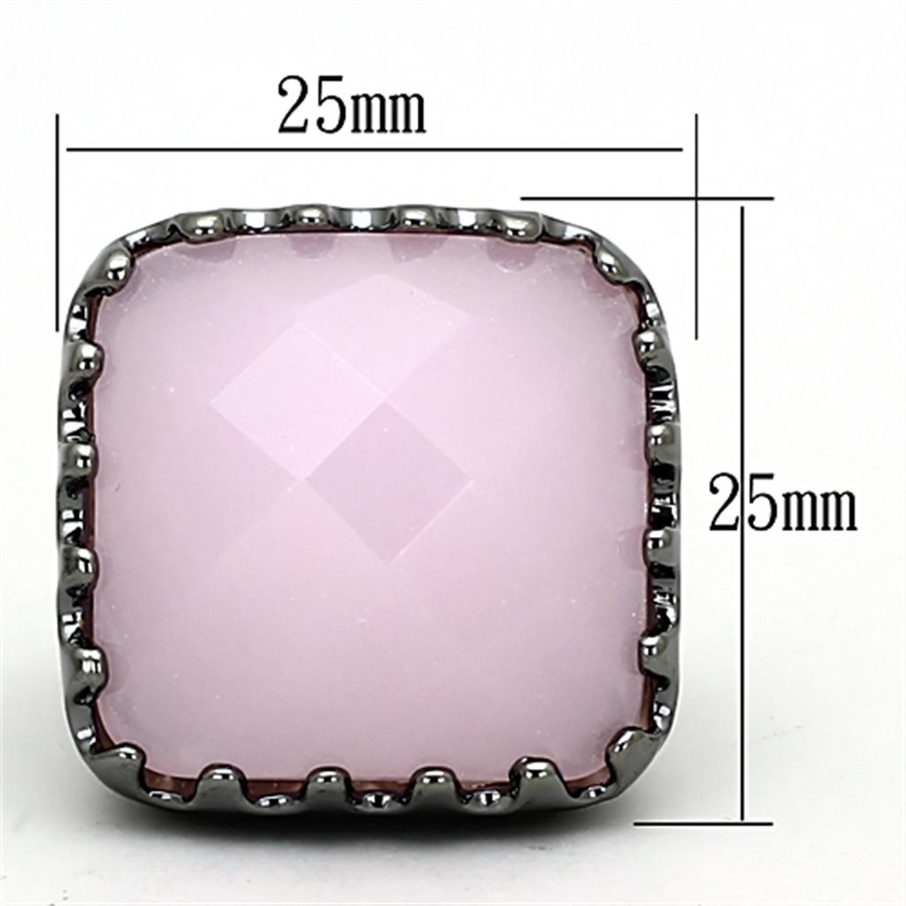 LOA887 - Ruthenium Brass Ring with Synthetic Synthetic Glass in Light Rose LuxuryLifeWay Online Store
