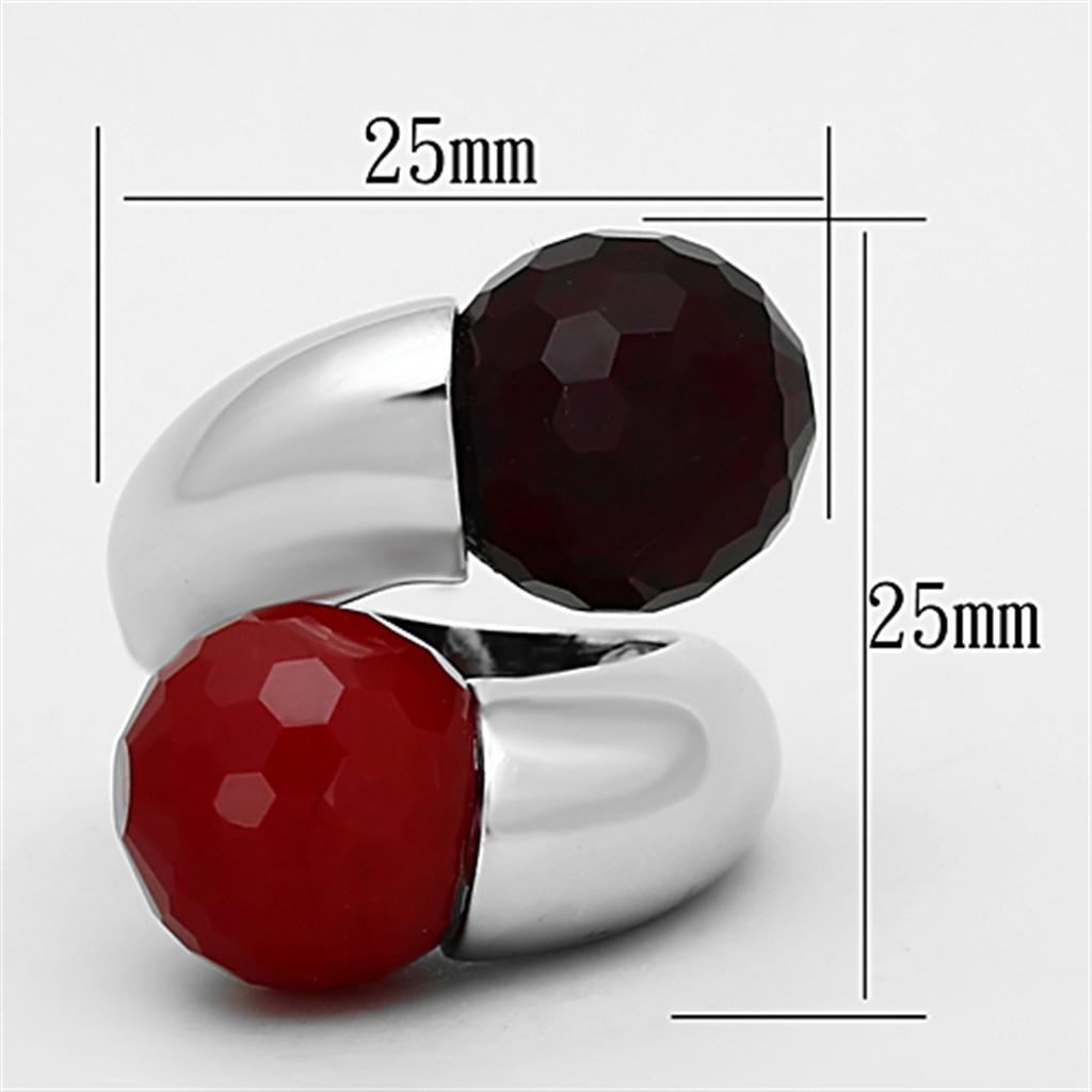 LOA903 - Rhodium Brass Ring with Synthetic Synthetic Glass in Multi Color LuxuryLifeWay Online Store