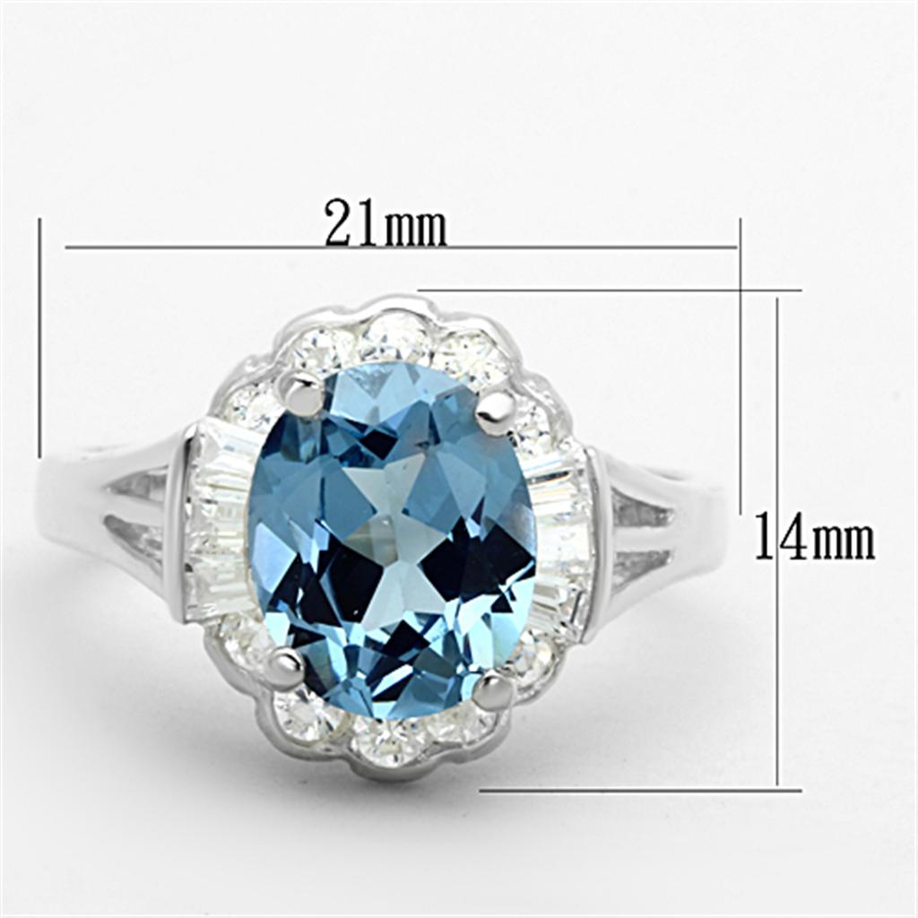 LOS658 - Silver 925 Sterling Silver Ring with Synthetic Spinel in Sea Blue LuxuryLifeWay Online Store
