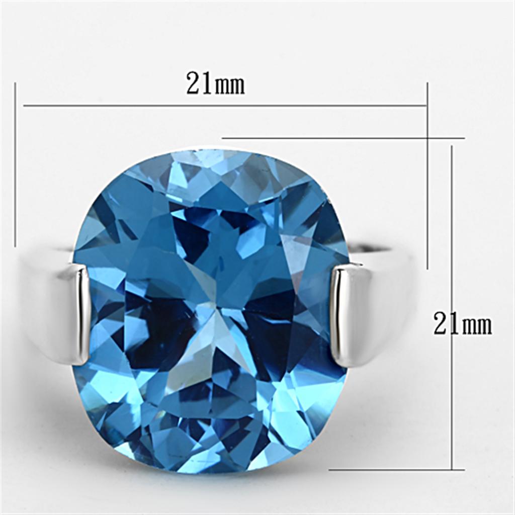 LOS687 - Silver 925 Sterling Silver Ring with Synthetic Spinel in Sea Blue LuxuryLifeWay Online Store