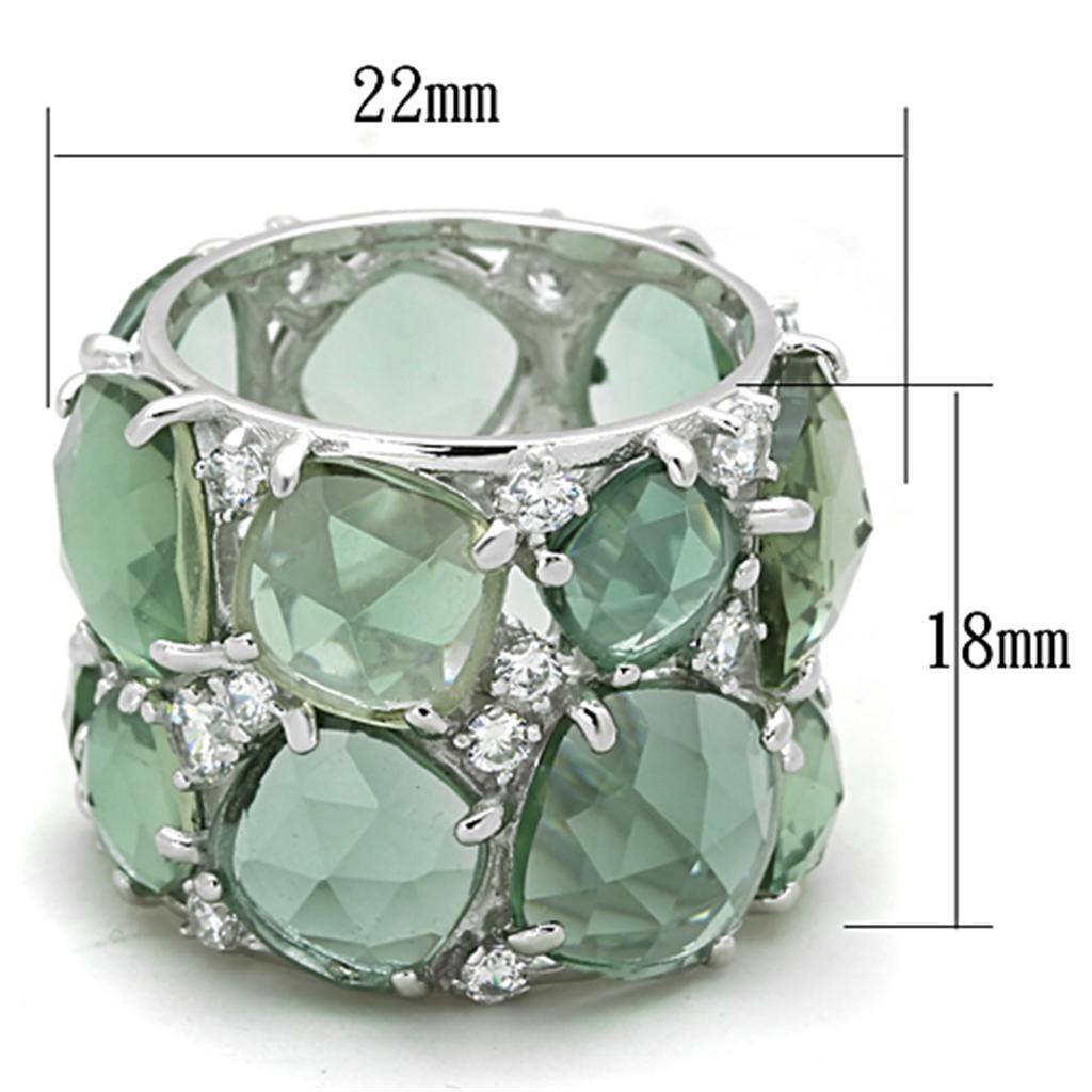 LOS764 - Rhodium 925 Sterling Silver Ring with Synthetic Synthetic Glass in Emerald LuxuryLifeWay Online Store
