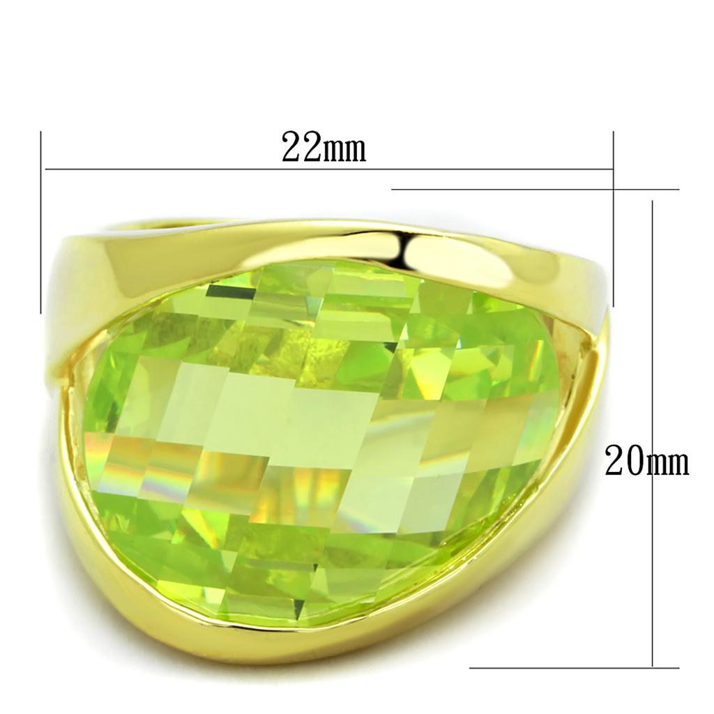 LOS823 - Gold 925 Sterling Silver Ring with Synthetic Synthetic Glass in Apple Green color LuxuryLifeWay Online Store