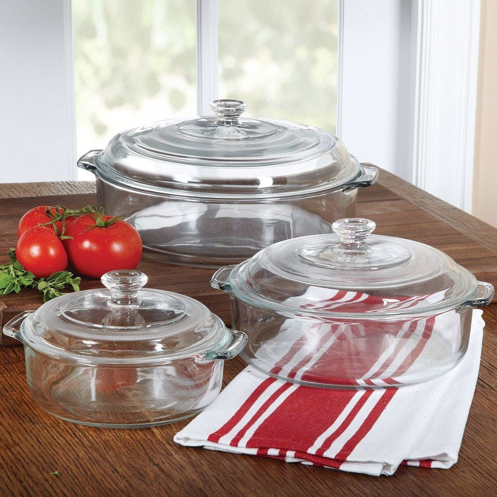 6-Piece Round Glass Casserole Cookware Bakeware Set with Lids LuxuryLifeWay Online Store