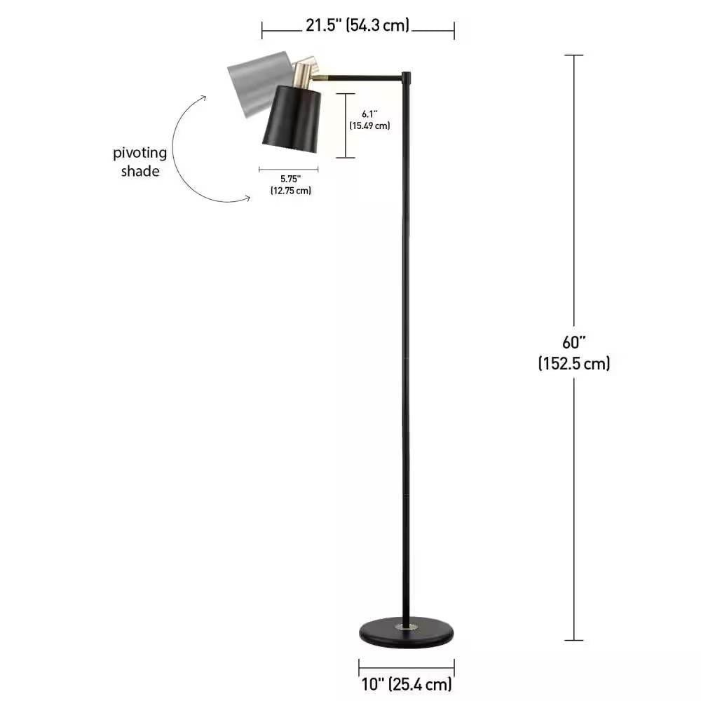 60-inch Industrial Modern Black Metal Floor Lamp with Gold Accents LuxuryLifeWay Online Store
