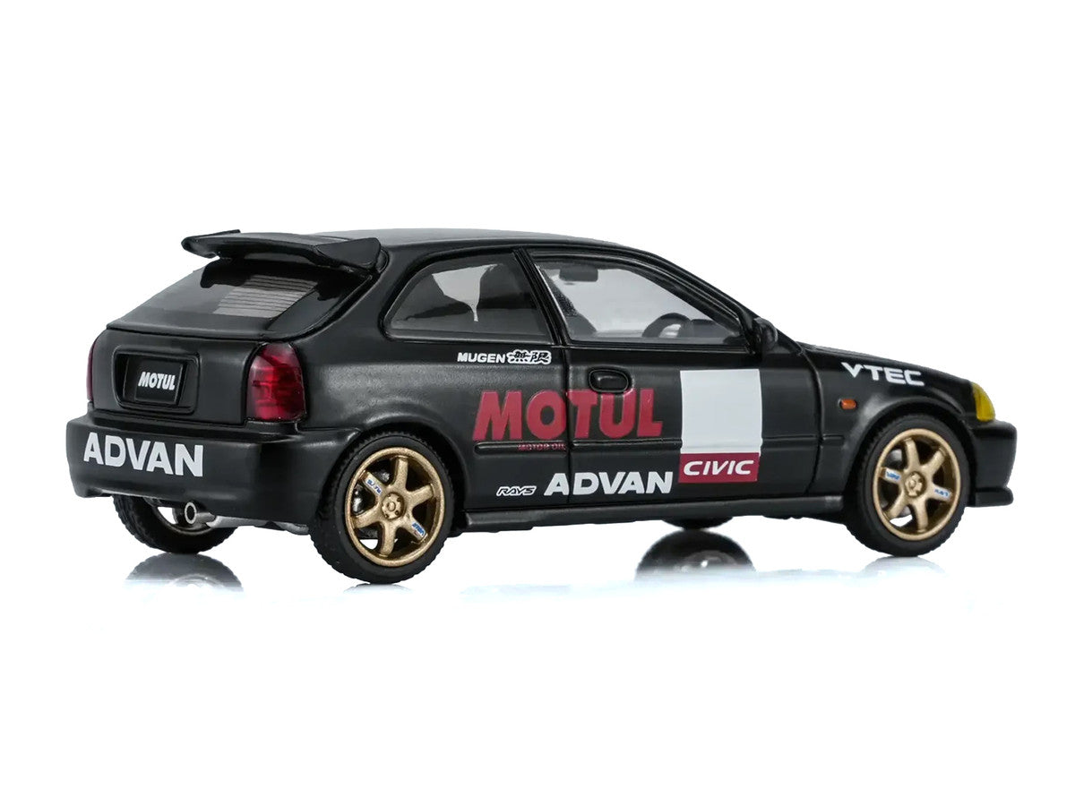 Honda Civic Type R (EK9) RHD (Right Hand Drive) "No Good Racing - Motul" Matt Black 1/64 Diecast Model Car by MotorHelix LuxuryLifeWay Online Store