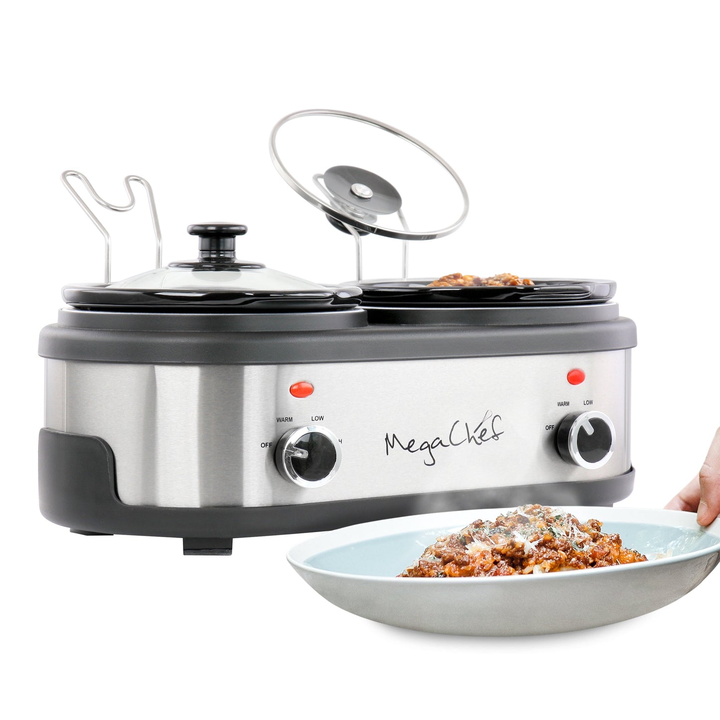 MegaChef Dual 1.5 Quart Crock Buffet Slow Cooker LuxuryLifeWay Online Store