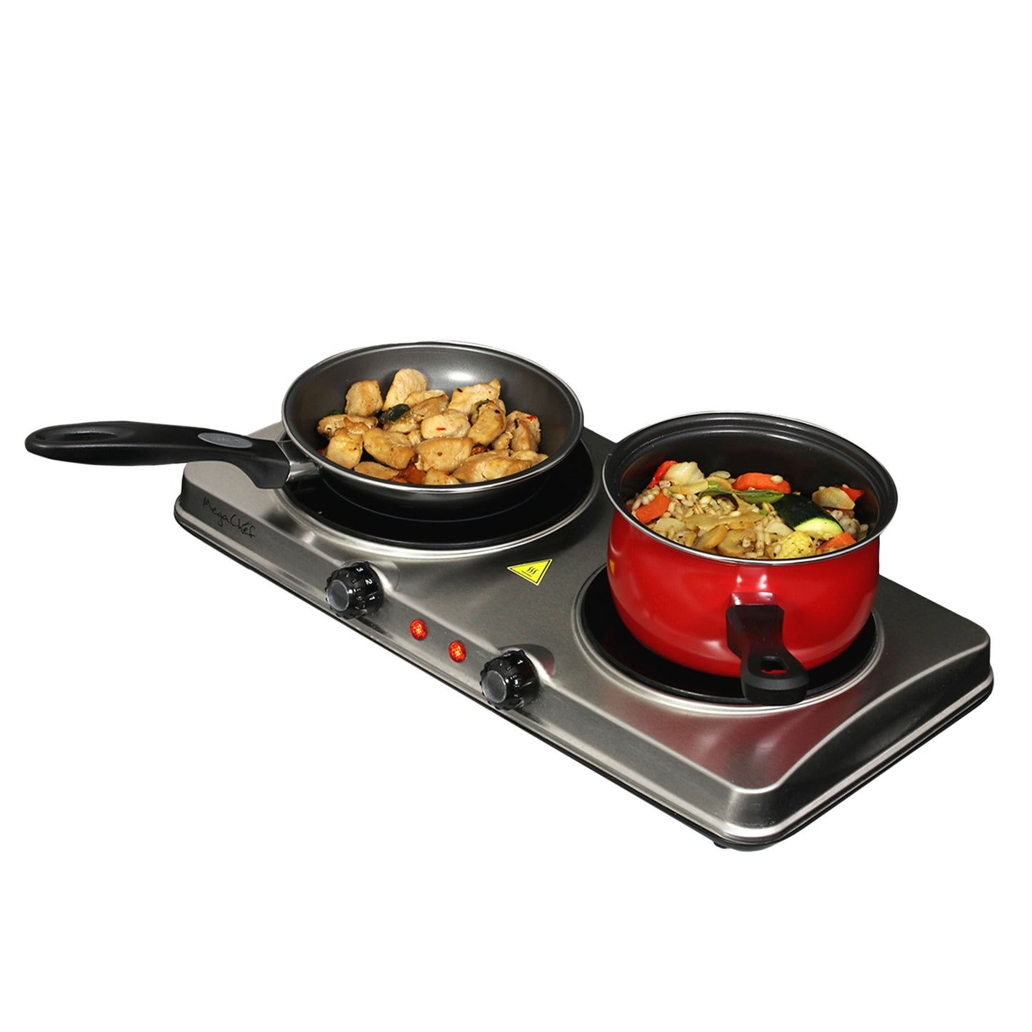 MegaChef Electric Easily Portable Heavy Duty Lightweight Dual Size Infrared Burner Cooktop Buffet Range in Sleek Steel LuxuryLifeWay Online Store