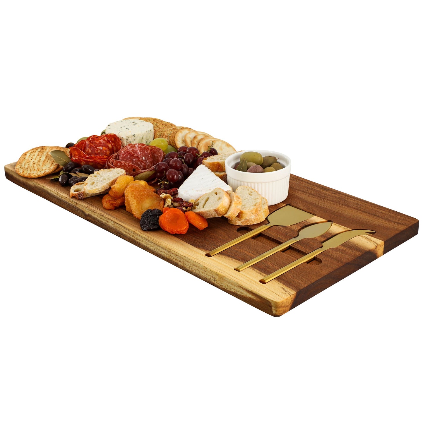 MegaChef 21 x 11 Inch Acacia Wood Cheese Board with 3 Piece Knife Set LuxuryLifeWay Online Store