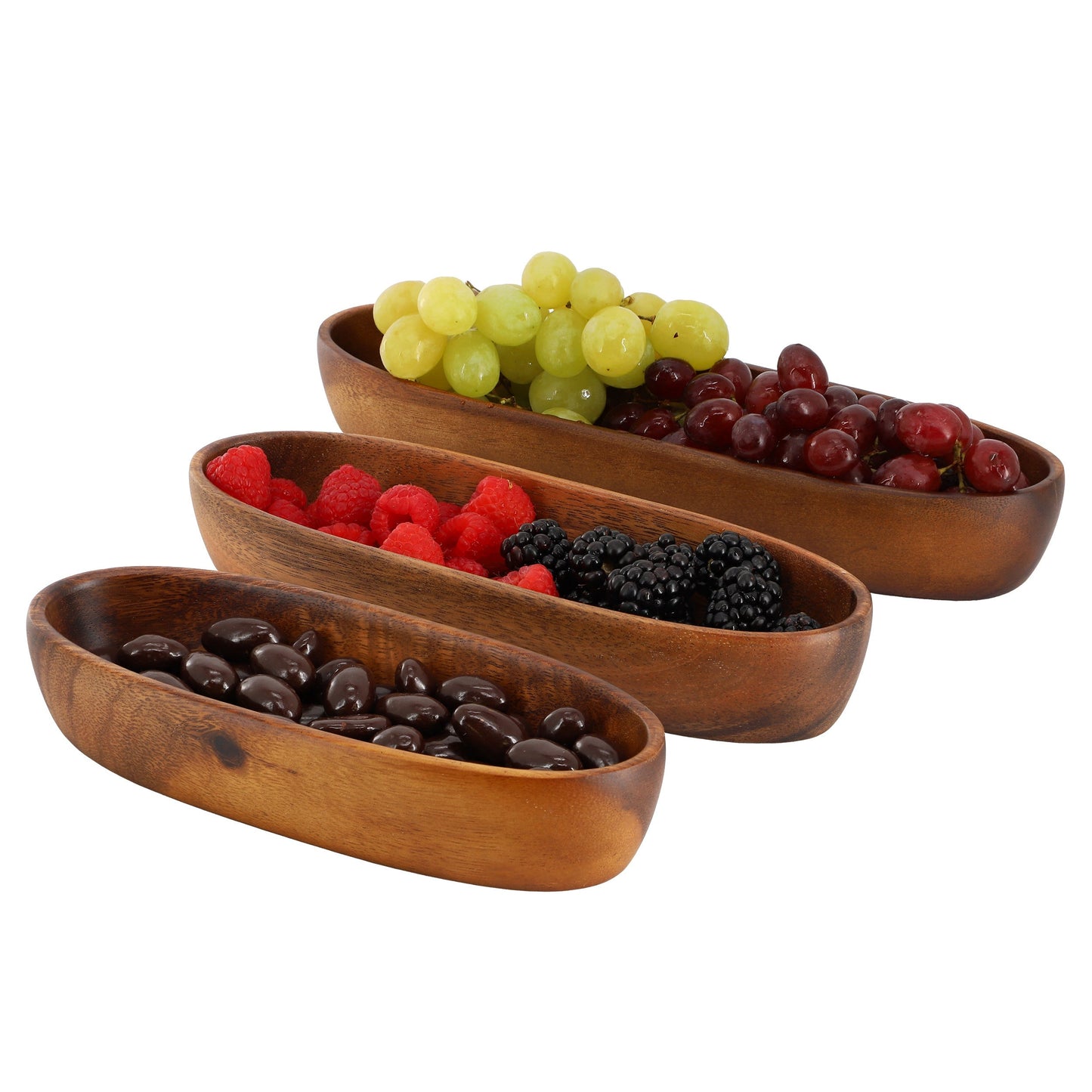MegaChef 3 Piece Acacia Wood Oval Serving Bowls in Assorted Sizes LuxuryLifeWay Online Store