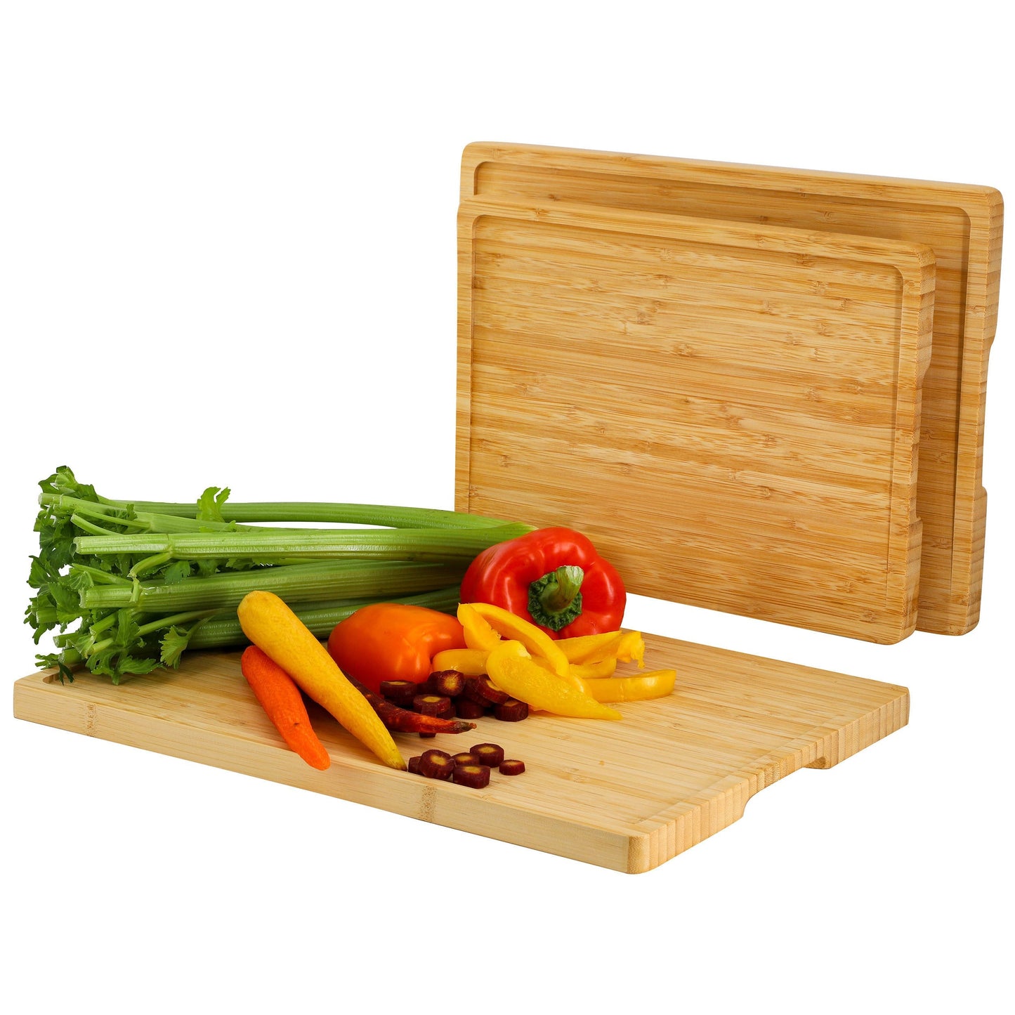 MegaChef 3 Piece Natural Bamboo Cutting Board Set LuxuryLifeWay Online Store