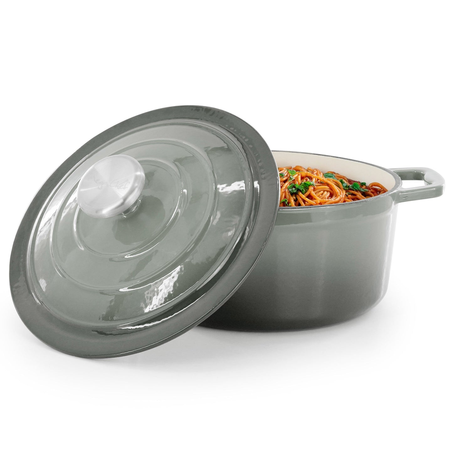 MegaChef 2.7 Quart Round Enameled Cast Iron Casserole in Gradient Gray LuxuryLifeWay Online Store