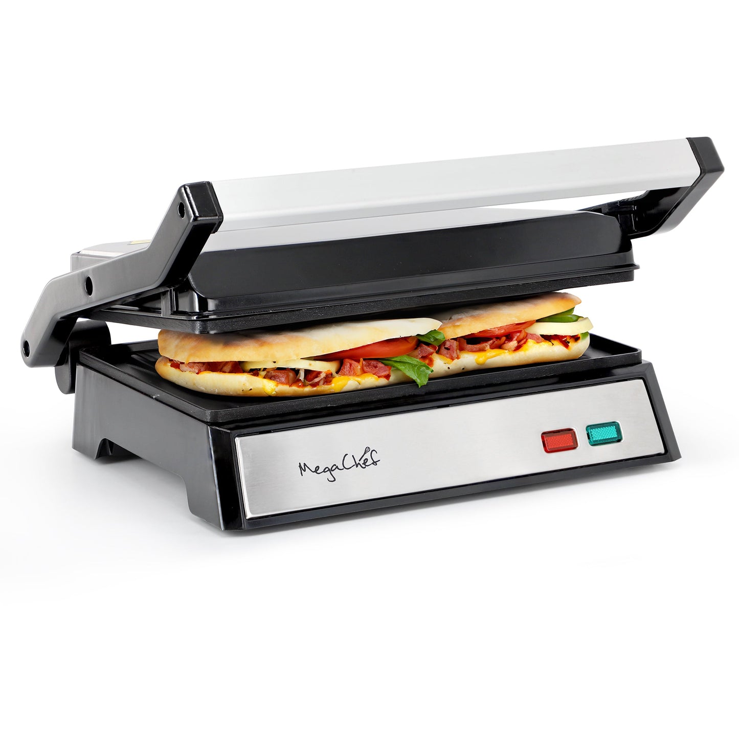 MegaChef Electric Dual Plate Non-Stick Panini Grill Contact Press with Drip Tray LuxuryLifeWay Online Store
