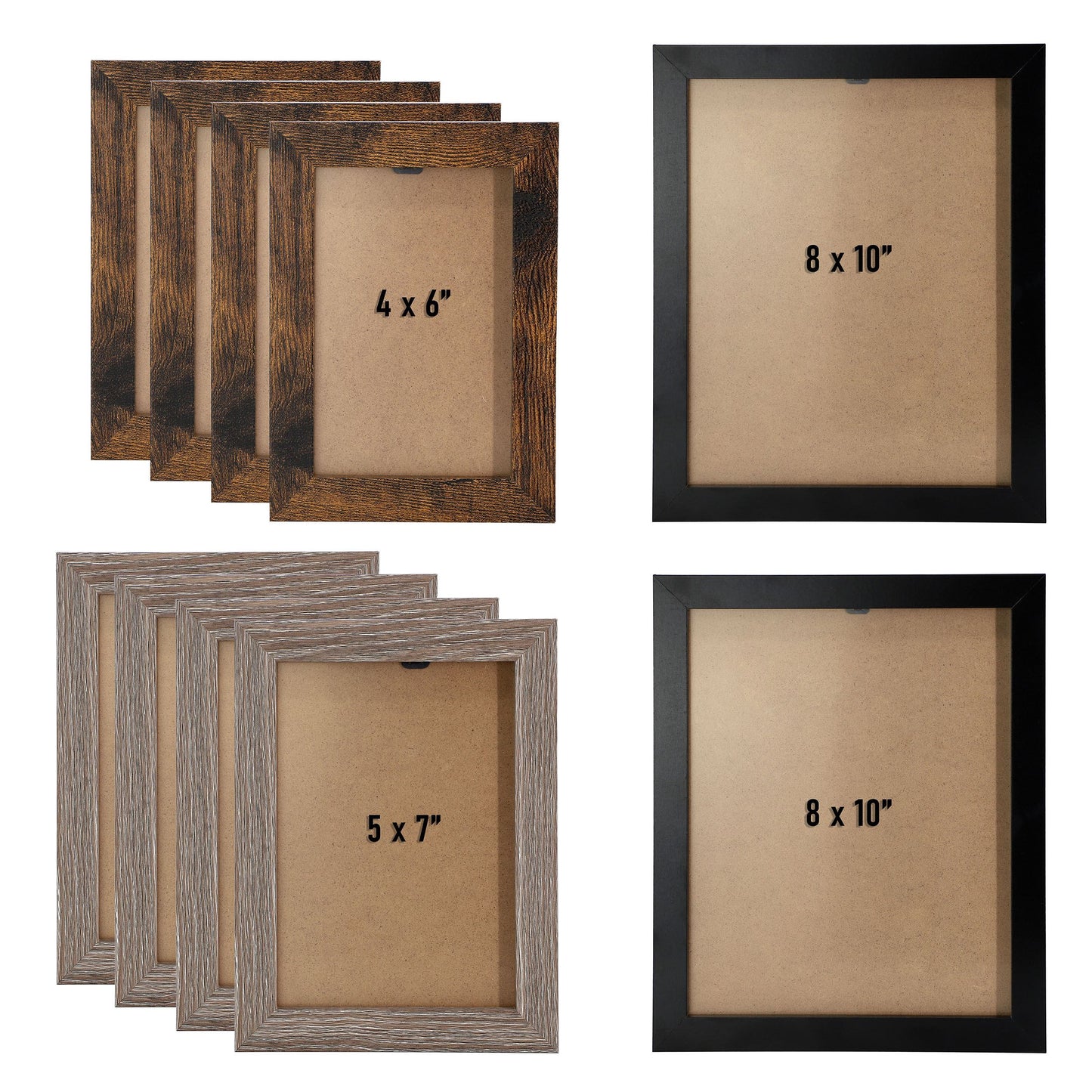 MegaChef 10 Piece Assorted Wood Picture Frame Set in Black and Brown LuxuryLifeWay Online Store