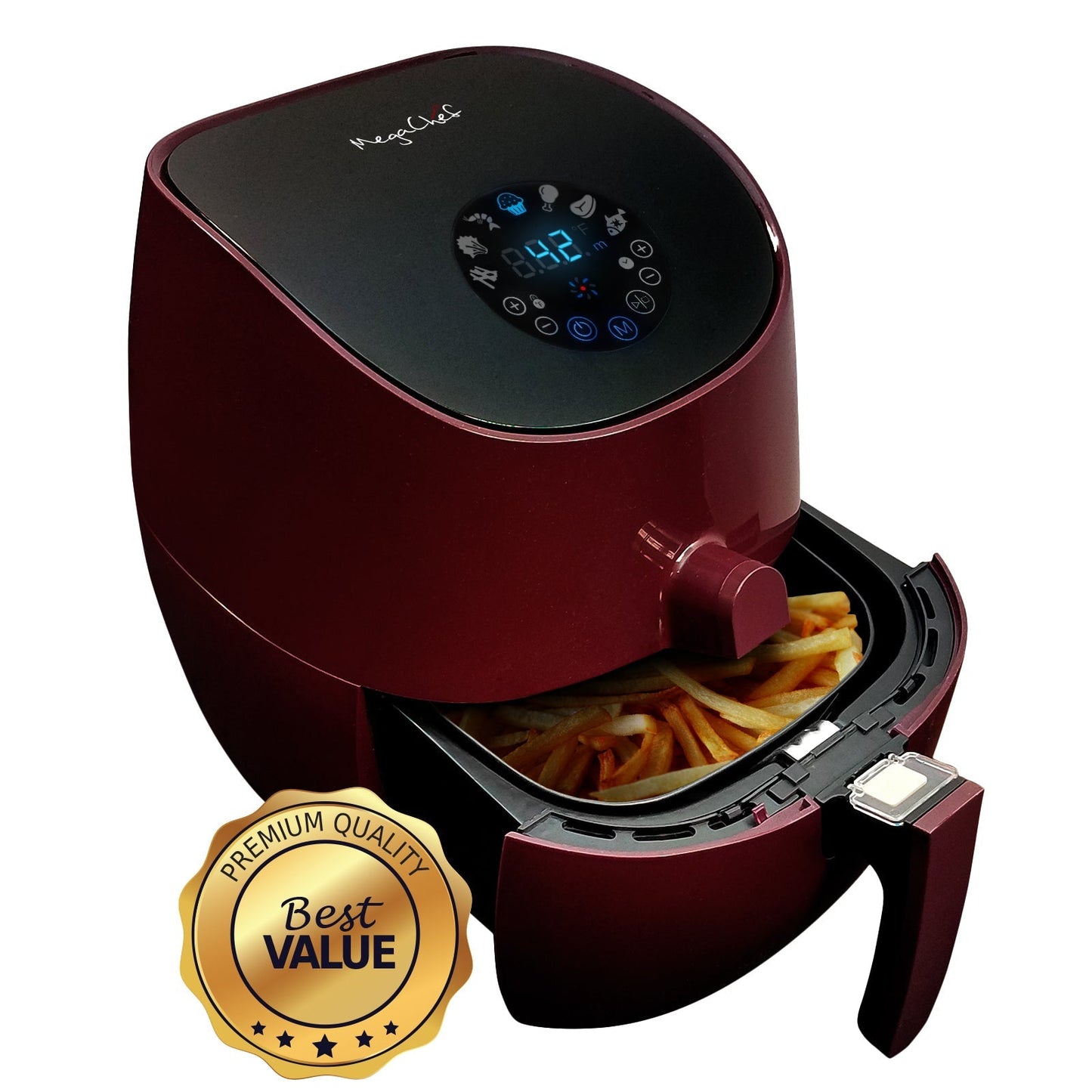 MegaChef 3.5 Quart Airfryer And Multicooker With 7 Pre-Programmed Settings in Burgundy LuxuryLifeWay Online Store
