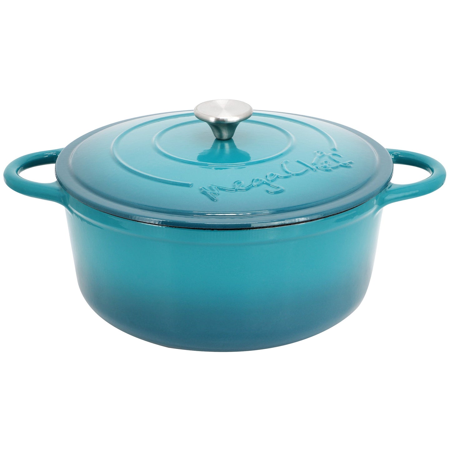 MegaChef 6.35 Quart Round Enameled Cast Iron Dutch Oven with Self Basting Lid in Light Blue LuxuryLifeWay Online Store