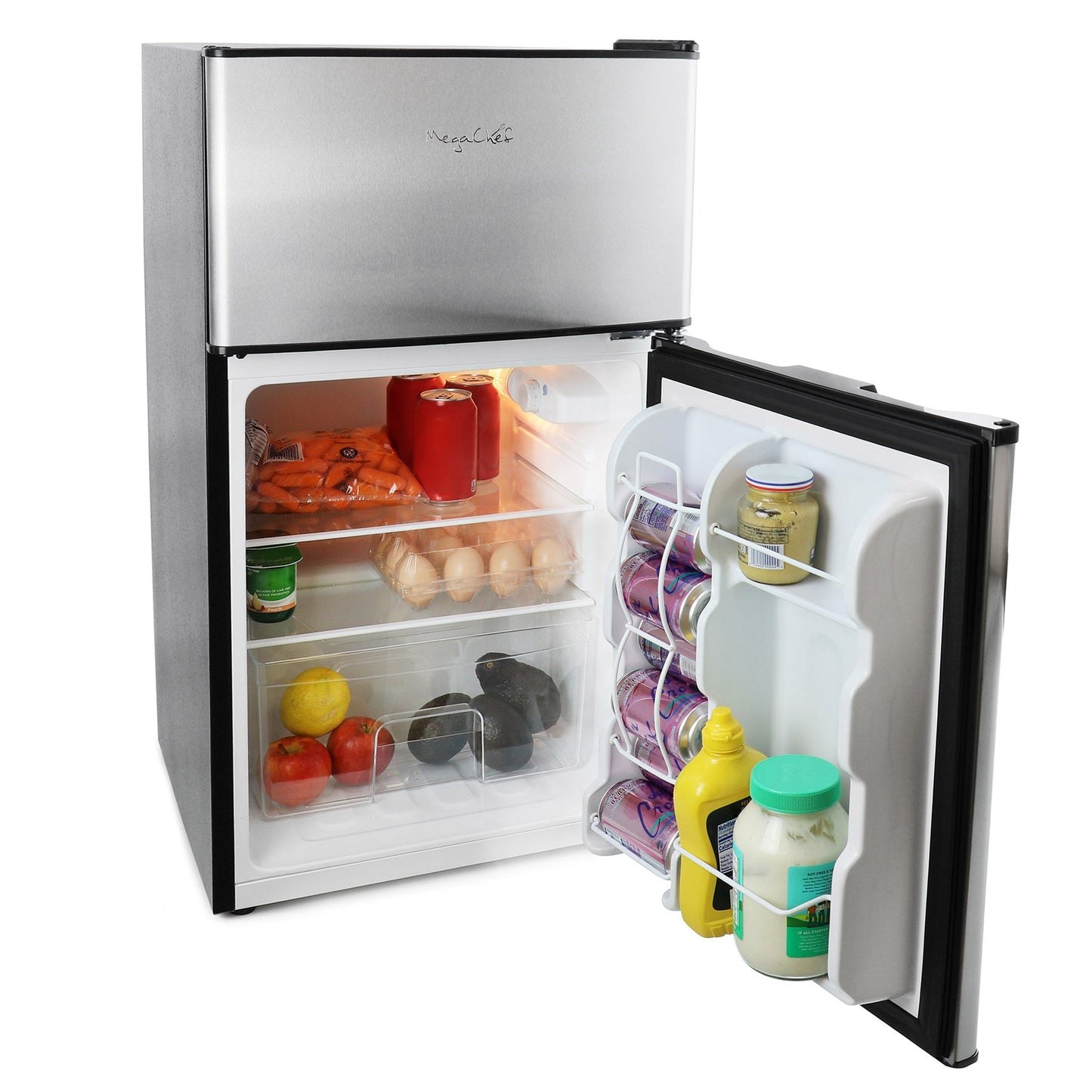 MegaChef 3.2 Cubic Feet 2 Door Refrigerator/Freezer in Stainless Steel LuxuryLifeWay Online Store