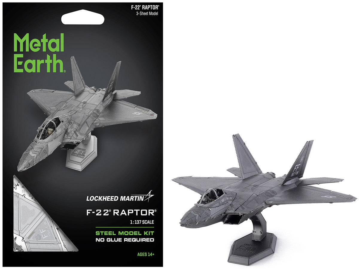 Model Kit Lockheed Martin F-22 Raptor Stealth Aircraft "United States Air Force" (Moderate Difficulty) Steel Model by Metal Earth LuxuryLifeWay Online Store