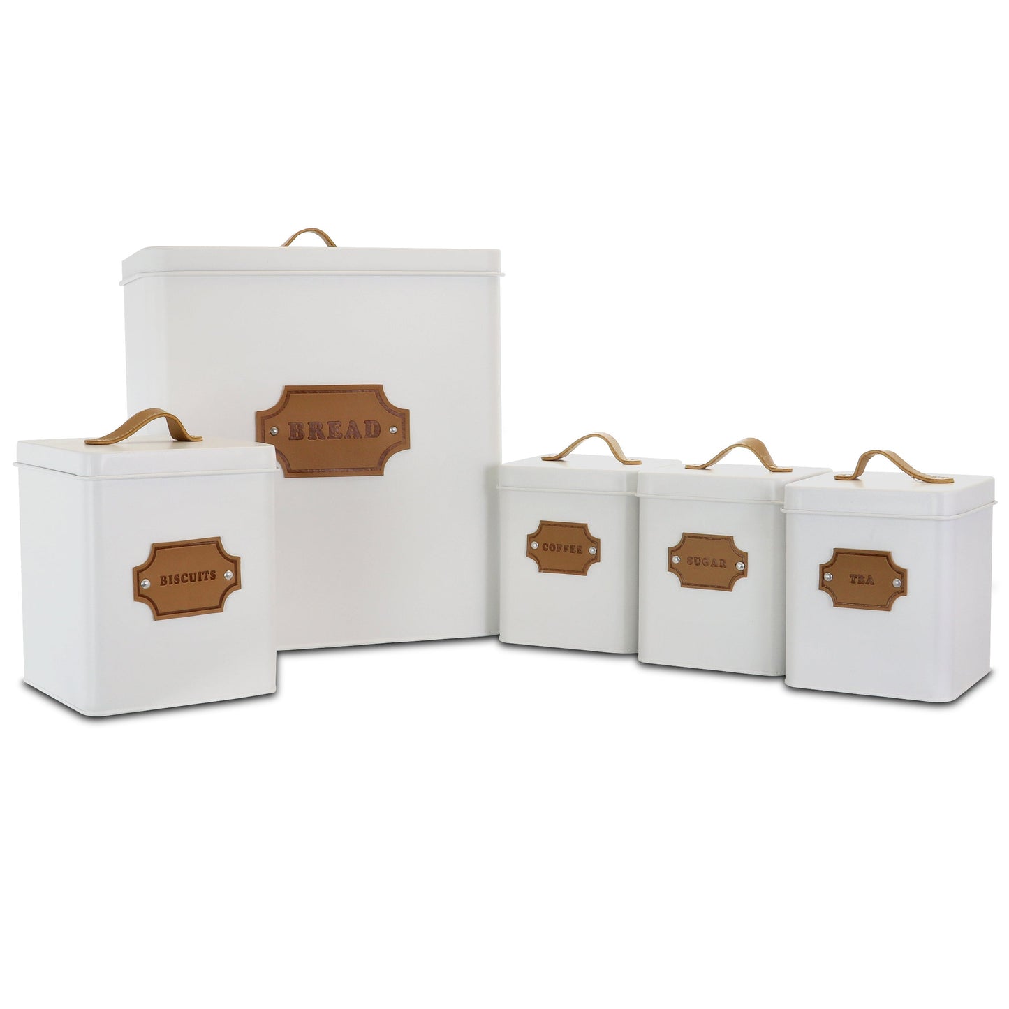 MegaChef Kitchen Food Storage and Organization 5 Piece Canister Set in White LuxuryLifeWay Online Store
