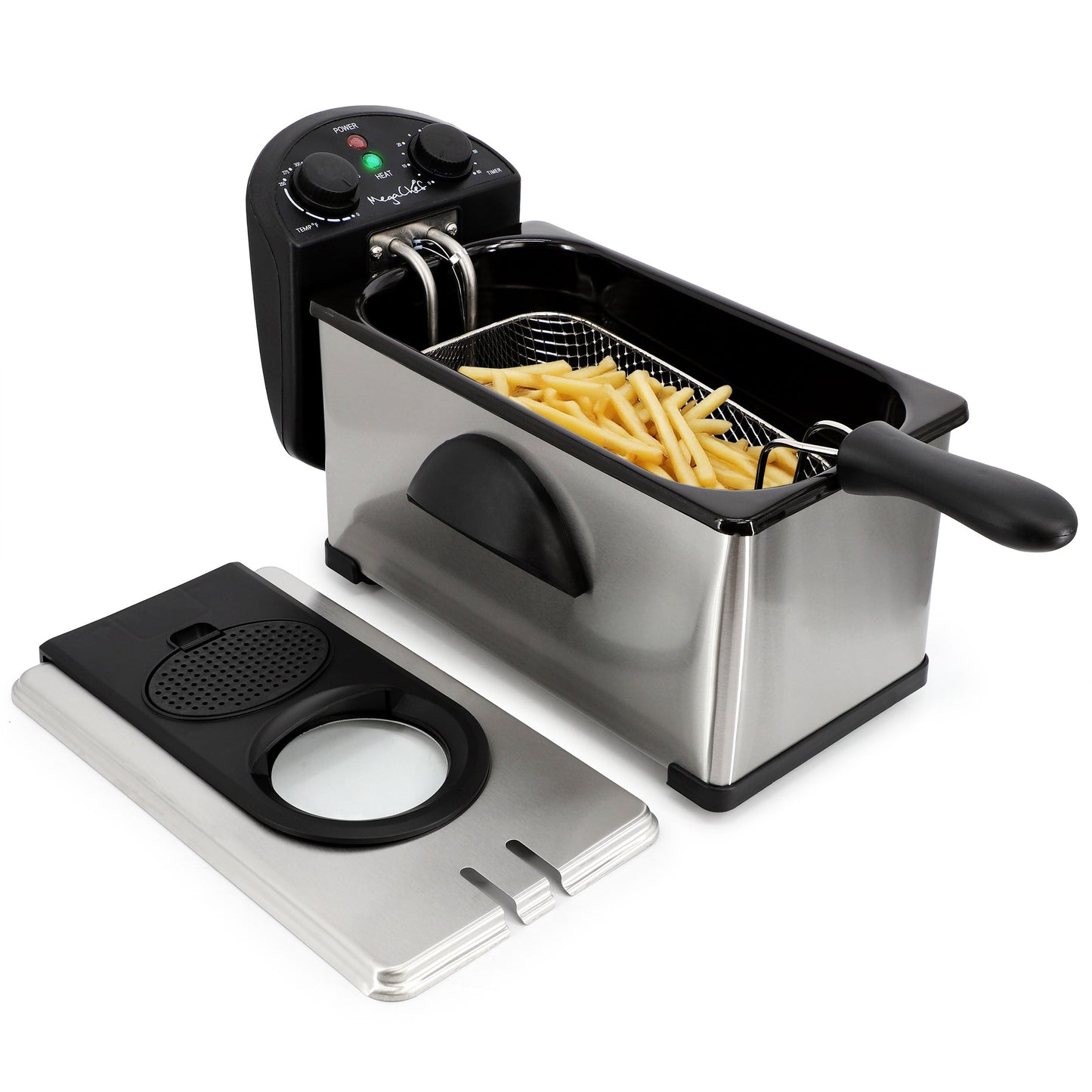 MegaChef 3.17 Quart Stainless Steel Electric Deep Fryer with Timer LuxuryLifeWay Online Store