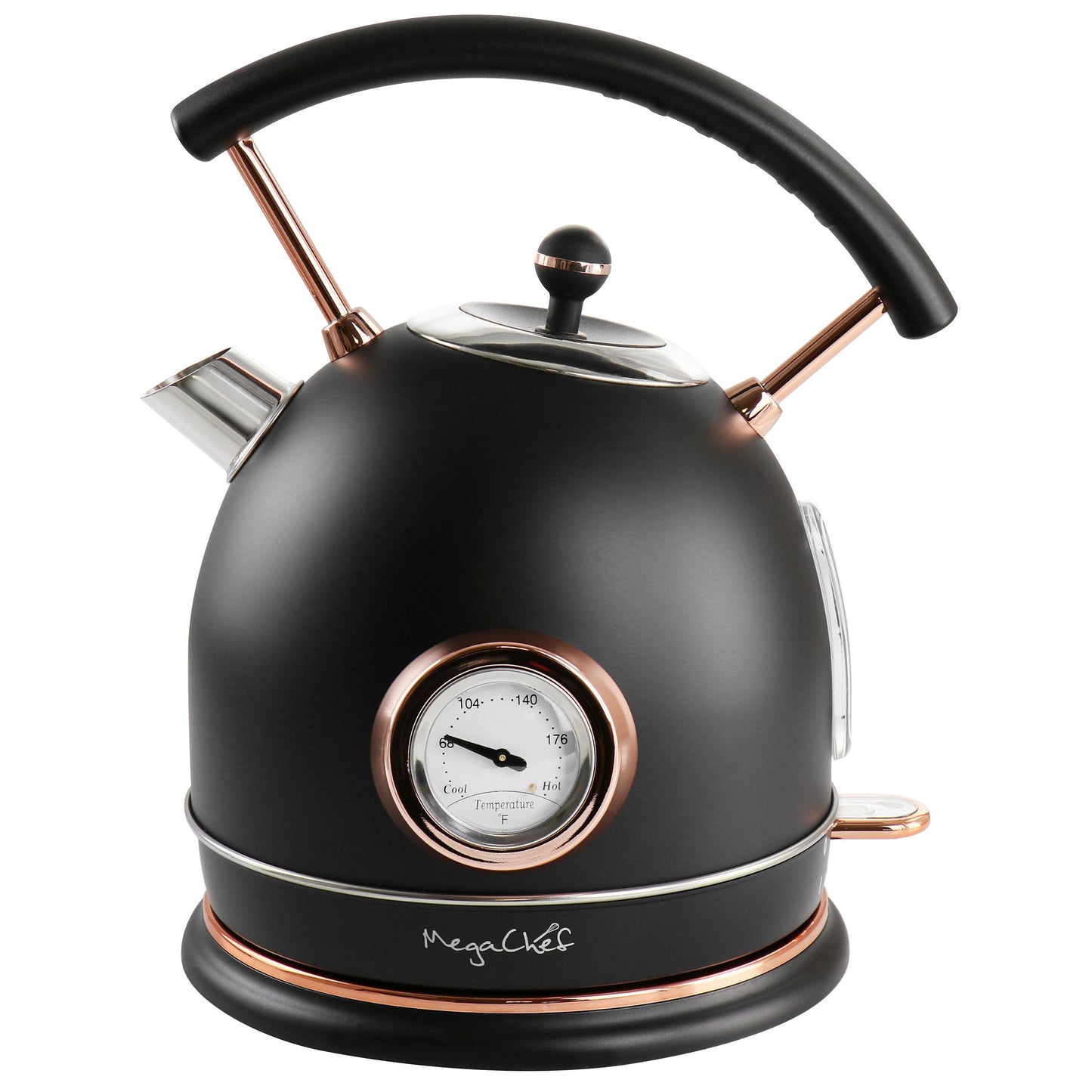 MegaChef 1.9 Quart Half Circle Electric Tea Kettle with Thermostat in Matte Black LuxuryLifeWay Online Store
