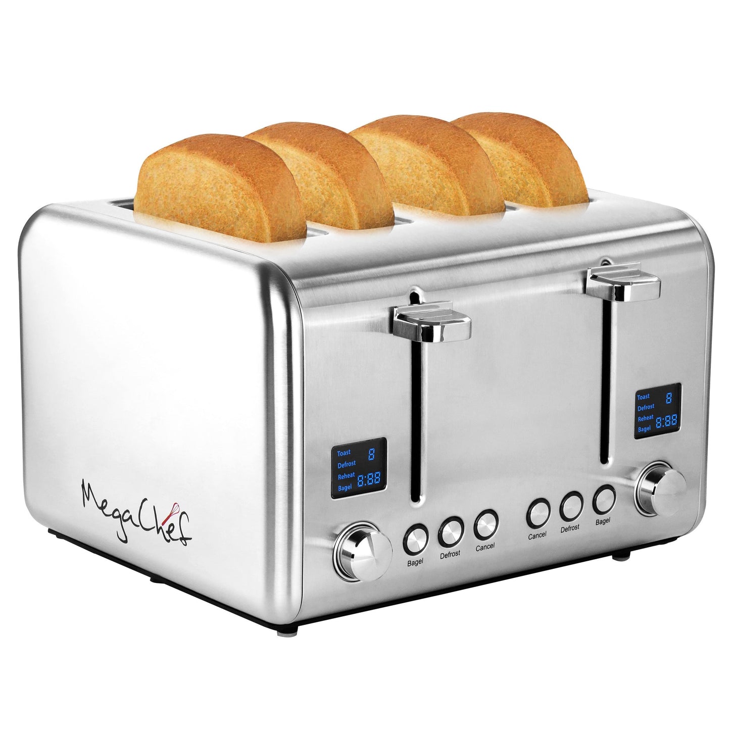 MegaChef 4 Slice Toaster in Stainless Steel Silver LuxuryLifeWay Online Store