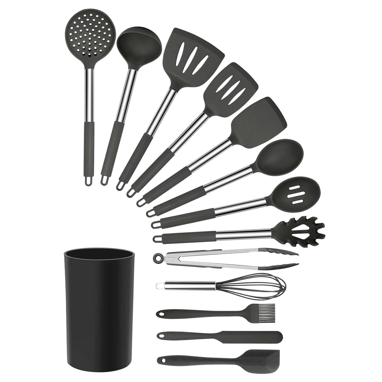 MegaChef Gray Silicone and Stainless Steel Cooking Utensils, Set of 14 LuxuryLifeWay Online Store