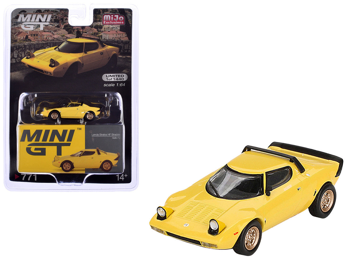 Lancia Stratos HF Stradale Giallo Fly Yellow Limited Edition to 1440 pieces Worldwide 1/64 Diecast Model Car by Mini GT LuxuryLifeWay Online Store