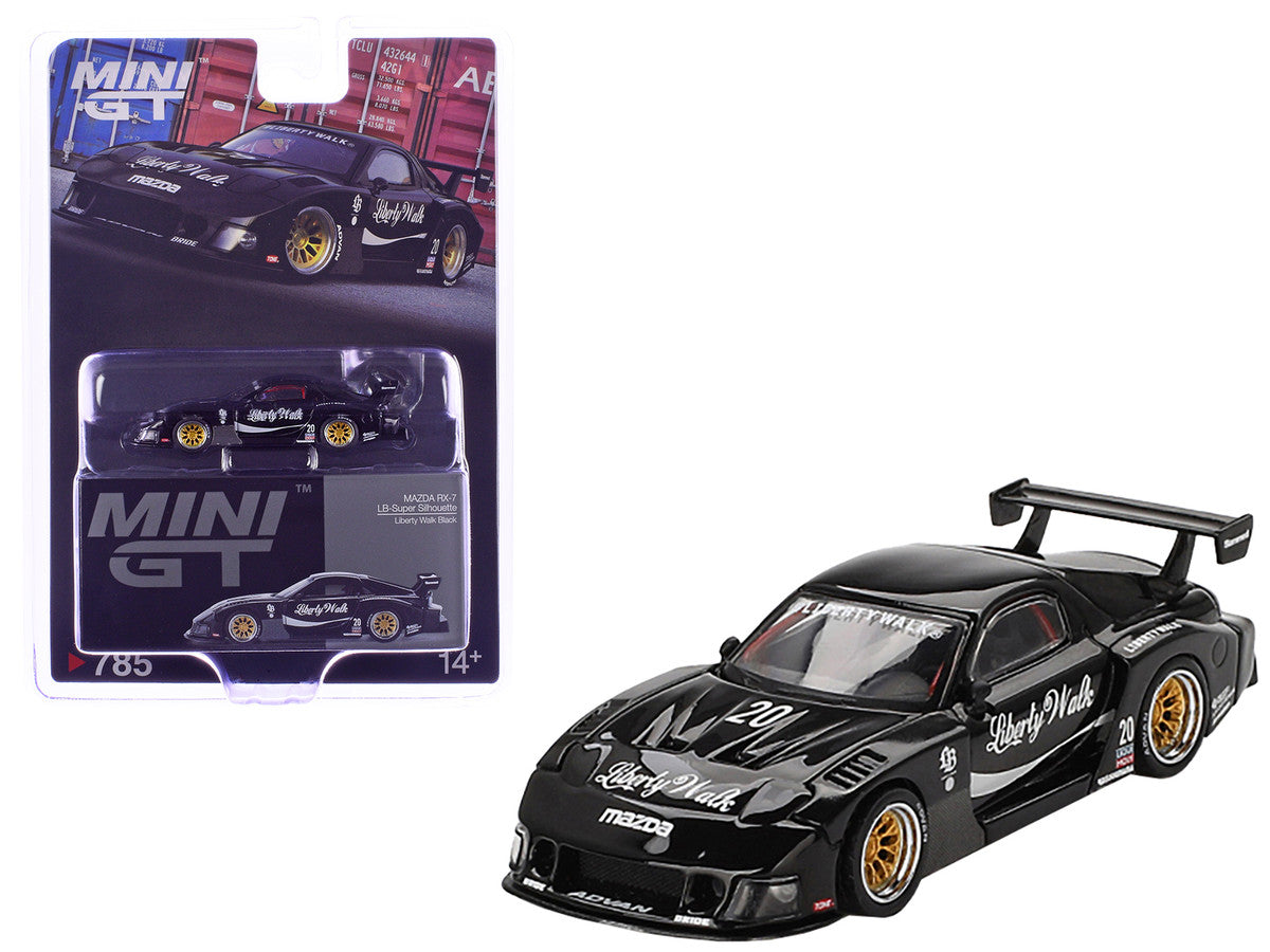 Mazda RX-7 LB-Super Silhouette #20 "Liberty Walk" Black Limited Edition 1/64 Diecast Model Car by Mini GT LuxuryLifeWay Online Store