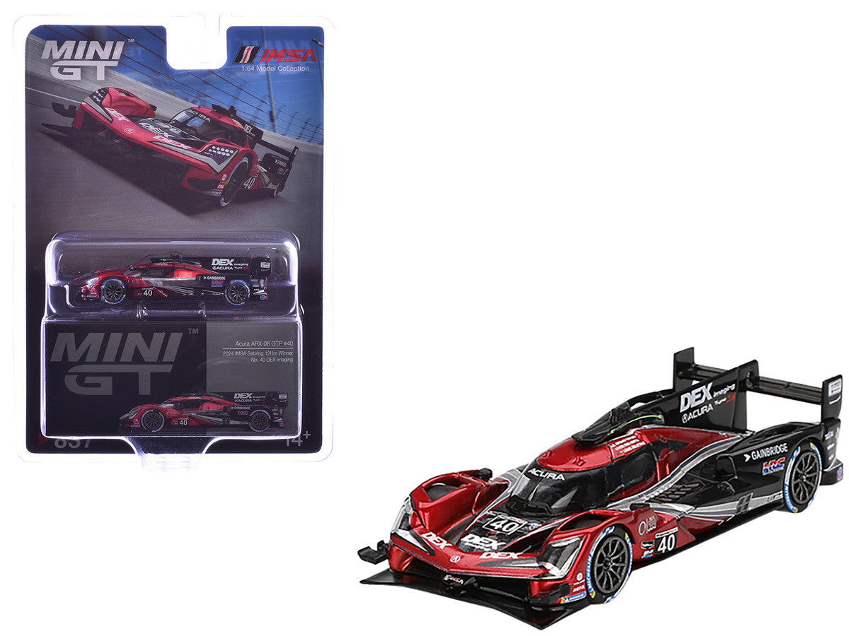 Acura ARX-06 GTP #40 Louis Deletraz - Colton Herta - Jordan Taylor "Wayne Taylor Racing with Andretti" Winner IMSA "12 Hours of Sebring" (2024) Limited Edition 1/64 Diecast Model Car by Mini GT LuxuryLifeWay Online Store