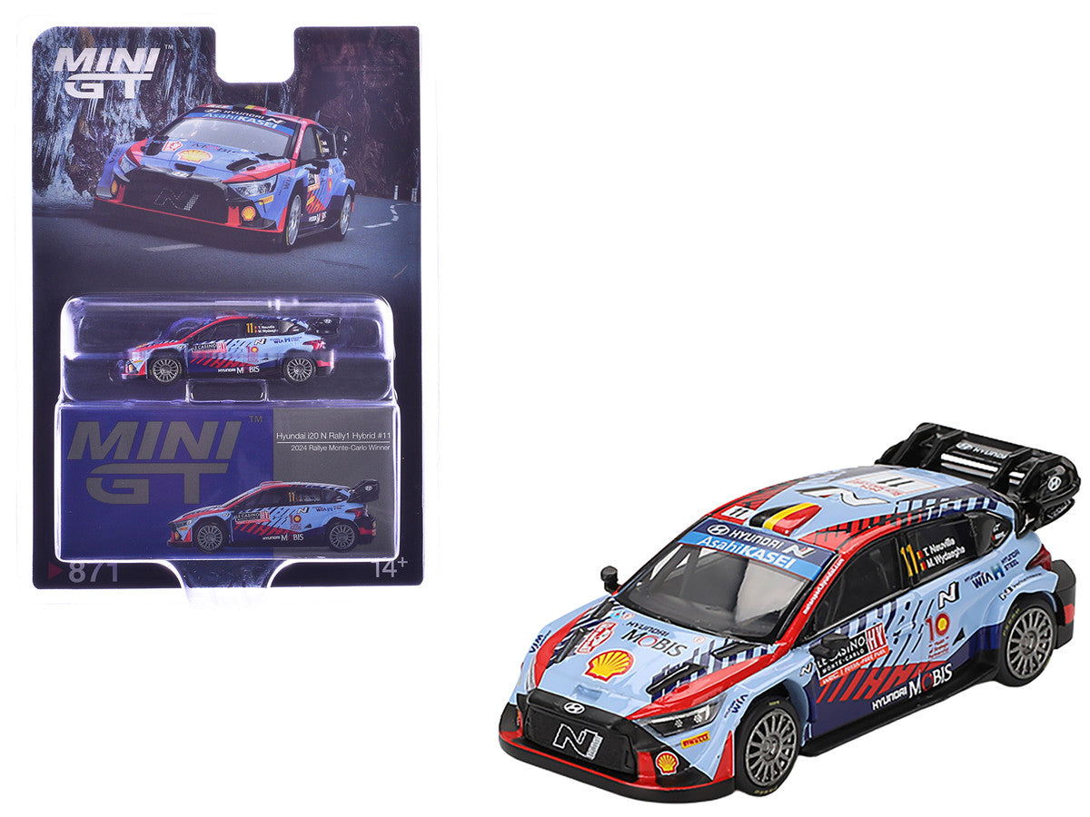 Hyundai i20 N Rally1 Hybrid #11 Thierry Neuville - Martijn Wydaeghe Winner "Rallye Monte-Carlo" (2024) Limited Edition 1/64 Diecast Model Car by Mini GT LuxuryLifeWay Online Store