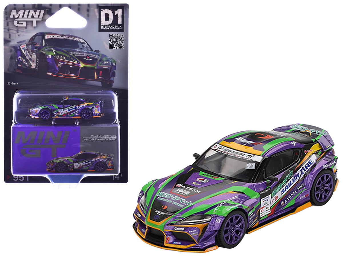 Toyota GR Supra KUHL RHD (Right Hand Drive) #91 Shingo Hatanaka "Evangelion Racing" "D1 Grand Prix" (2021) Limited Edition 1/64 Diecast Model Car by Mini GT LuxuryLifeWay Online Store