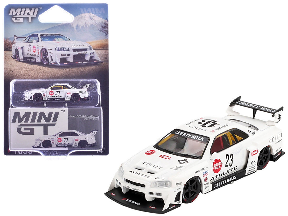 Nissan LB-ER34 Super Silhouette RHD (Right Hand Drive) #23 "ATHLETE - COLLET" White with Graphics Limited Edition 1/64 Diecast Model Car by Mini GT LuxuryLifeWay Online Store