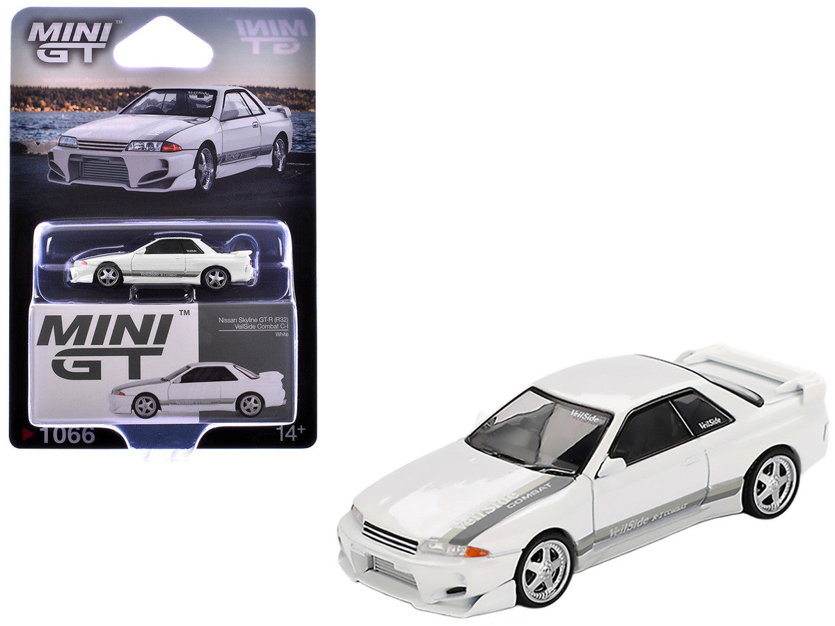 Nissan Skyline GT-R (R32) RHD (Right Hand Drive) "Veilside Combat C-I" White with Gray Stripes Limited Edition 1/64 Diecast Model Car by Mini GT LuxuryLifeWay Online Store