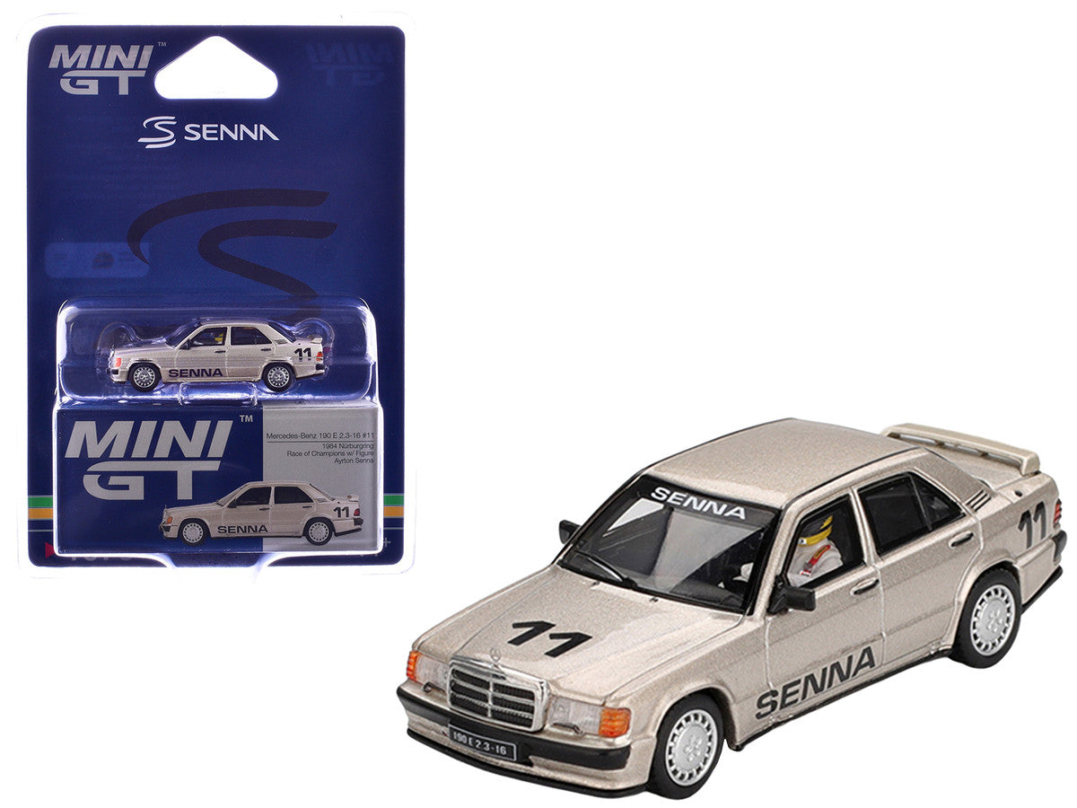 Mercedes-Benz 190E 2.3-16 #11 Ayrton Senna Winner "Nurburgring Race of Champions" (1984) with Driver Figure Limited Edition 1/64 Diecast Model Car by Mini GT LuxuryLifeWay Online Store
