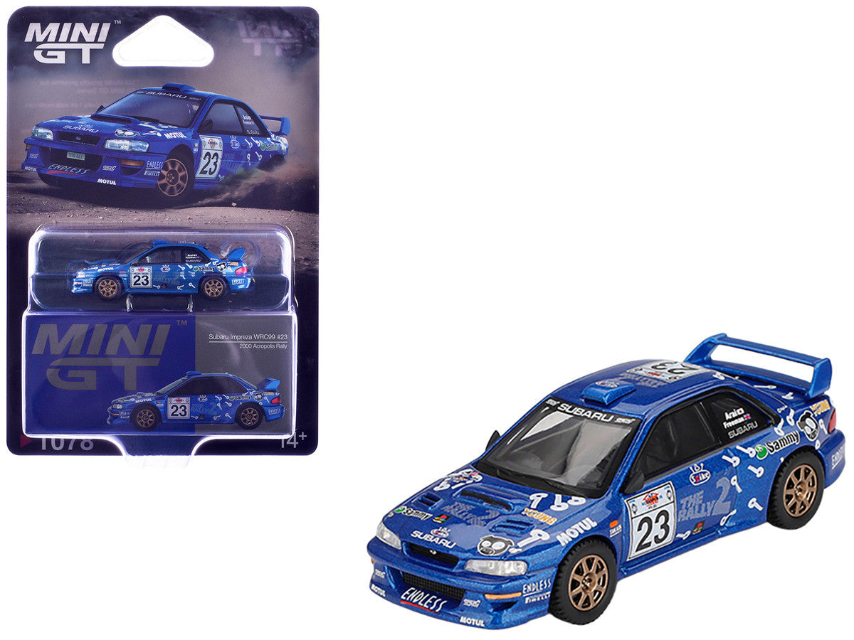 Subaru Impreza WRC99 #23 Richard Burns - Roger Freeman "Acropolis Rally" (2000) Limited Edition 1/64 Diecast Model Car by Mini GT LuxuryLifeWay Online Store