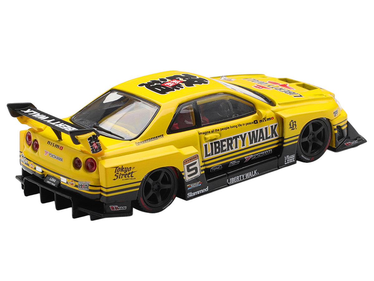 Nissan LB-ER34 Super Silhouette Skyline RHD (Right Hand Drive) #5 Sport Yellow with Graphics Limited Edition 1/64 Diecast Model Car by Mini GT LuxuryLifeWay Online Store