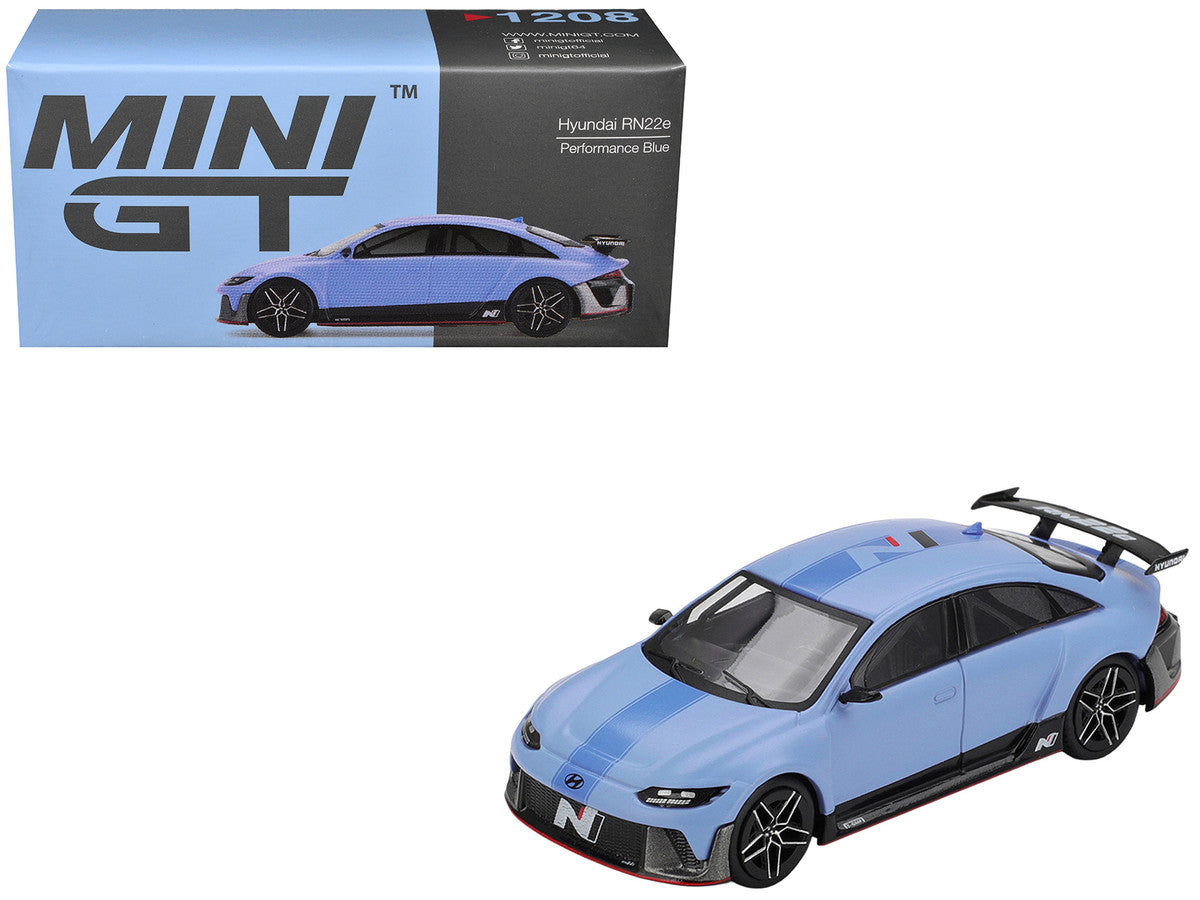 Hyundai RN22e (VP1) Light Blue with Blue Stripe Limited Edition 1/64 Diecast Model Car by Mini GT LuxuryLifeWay Online Store